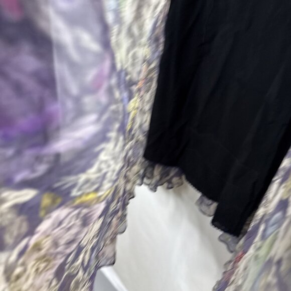 Anthropologie Sheer Dark Floral Print Maxi Skirt Size 14 Moody Purple Grey - Picture 6 of 10